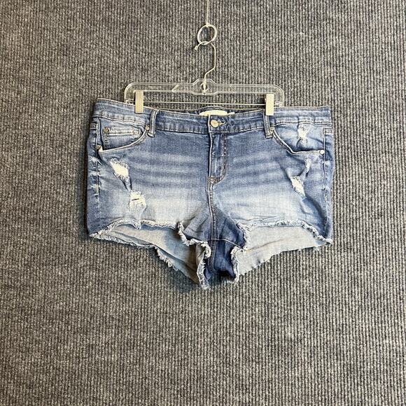 Torrid Womens Denim Cut Off Shorts Plus Size 20 Distressed Blue Medium Wash - Picture 1 of 11